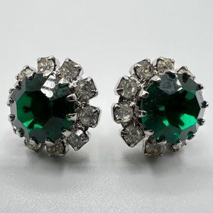 Green & White Rhinestone Earrings